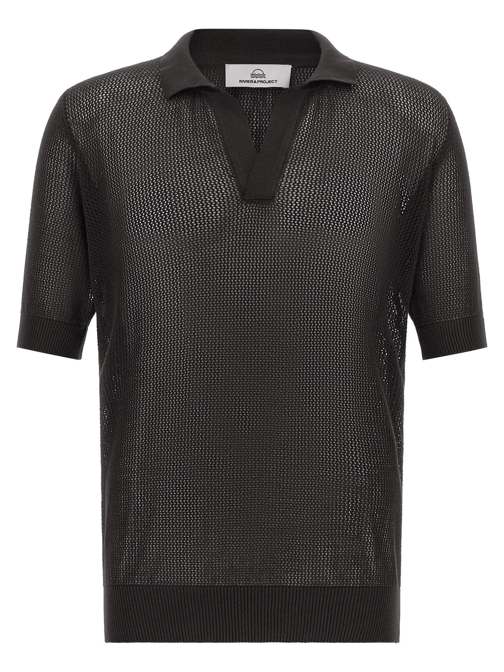 Riviera Project Openwork Cotton Polo Shirt