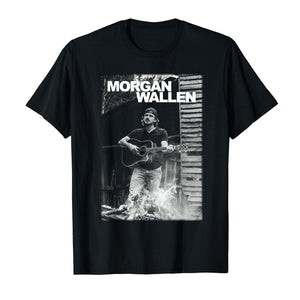 LUXENK Morgan Wallen T-shirt featuring a graphic print of the country singer on soft fabric, casual fit, front view.