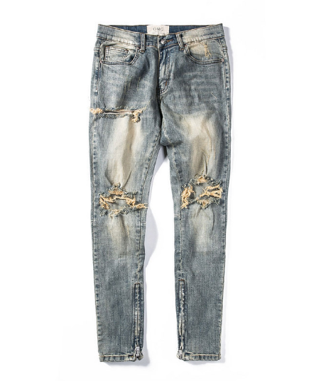 Classic Zipper Beam-Leg Jeans