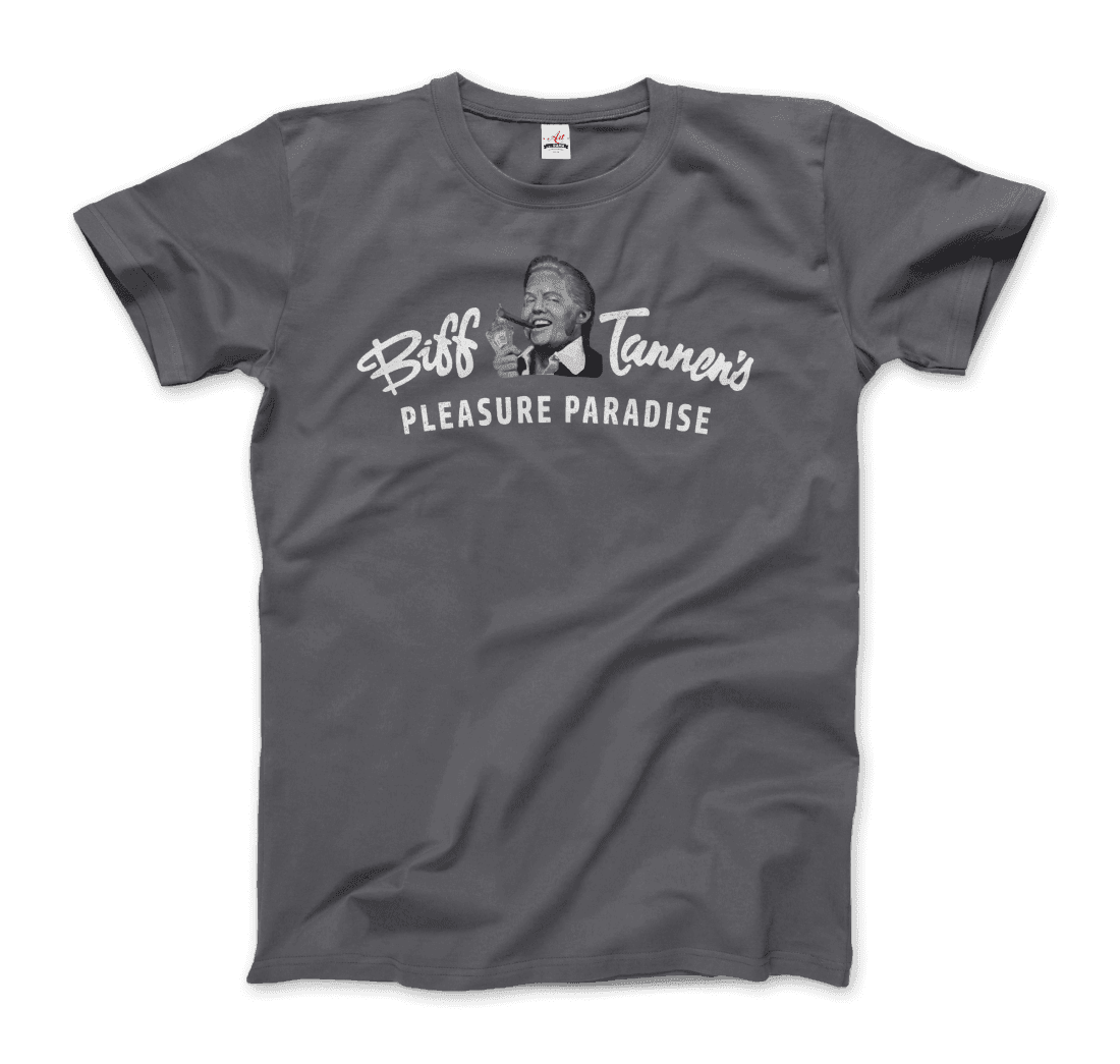Biff Tannen's Pleasure Paradise Dusted Logo Back to the Future t-shirt Art-O-Rama Shop