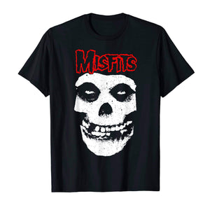 LUXENK "Misfits" graphic T-shirt featuring bold print and casual fit, made from soft fabric, displayed on a hanger.