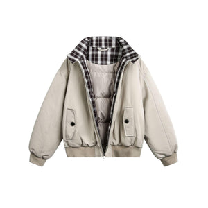 Khaki LUXENK Arc Down jacket by eprolo, featuring a sleek design and insulated filling for warmth and style.