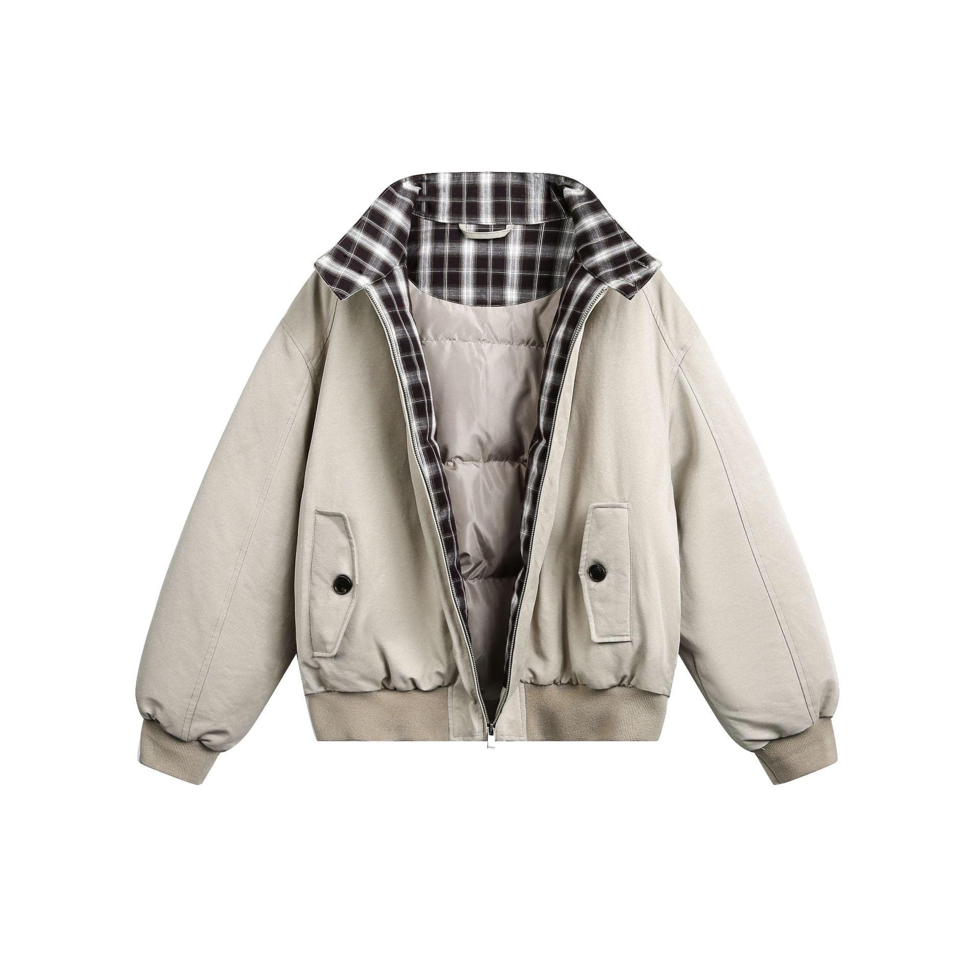 Khaki LUXENK Arc Down jacket by eprolo, featuring a sleek design and insulated filling for warmth and style.