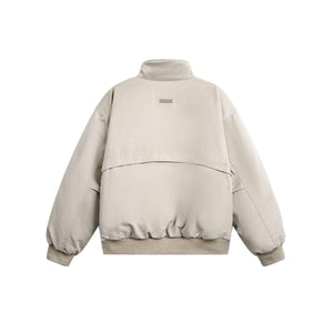 Khaki LUXENK Arc Down Jacket by eprolo, shown in M size, featuring a stylish quilted design and zip closure.