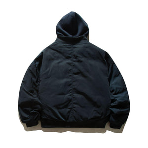 Navy blue LUXENK© Dual Layer Jacket by eprolo, front view showing lightweight, stylish design with zipper and collar.