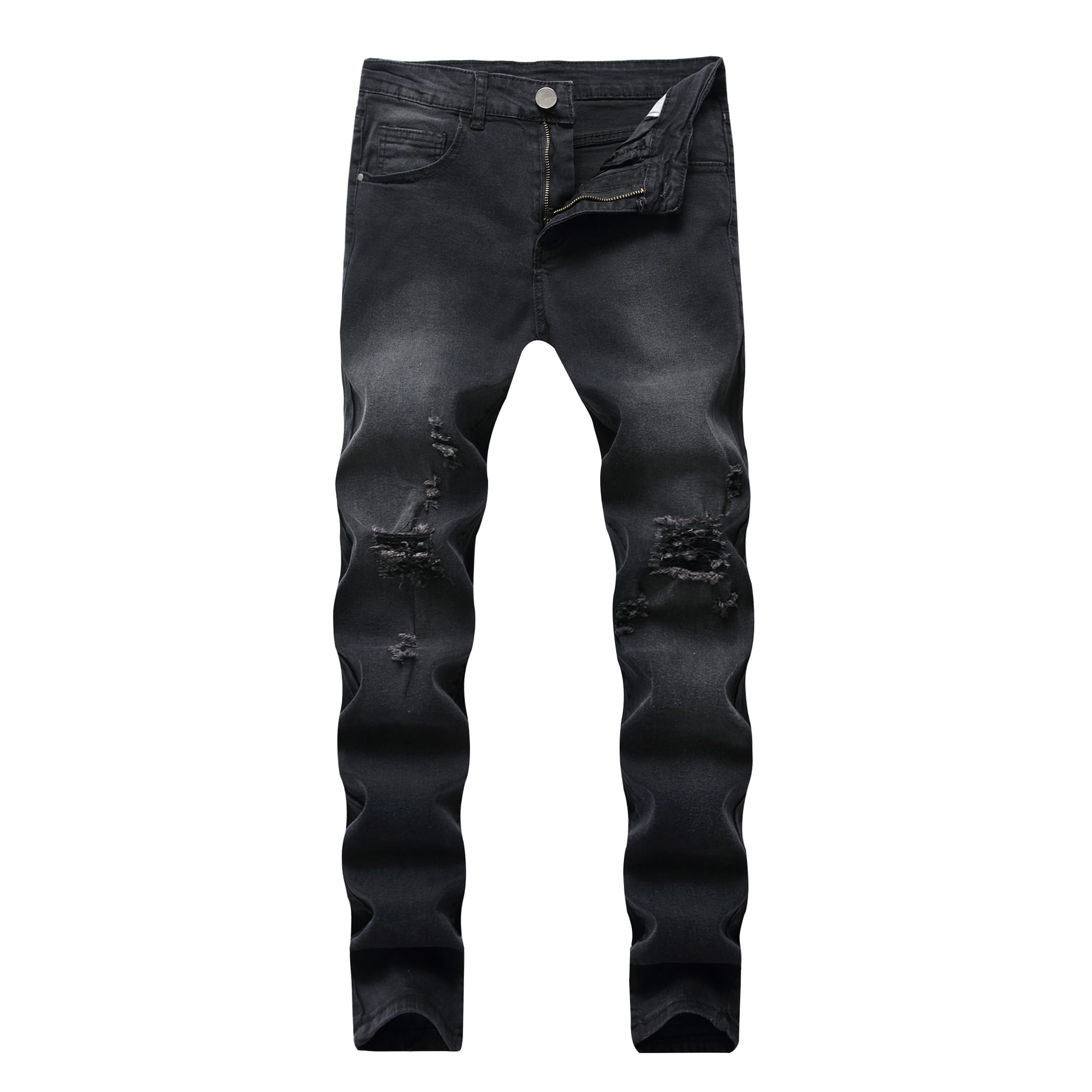 Mukdecu Mens Slim Fit Ripped Jeans (8017 Black 34)