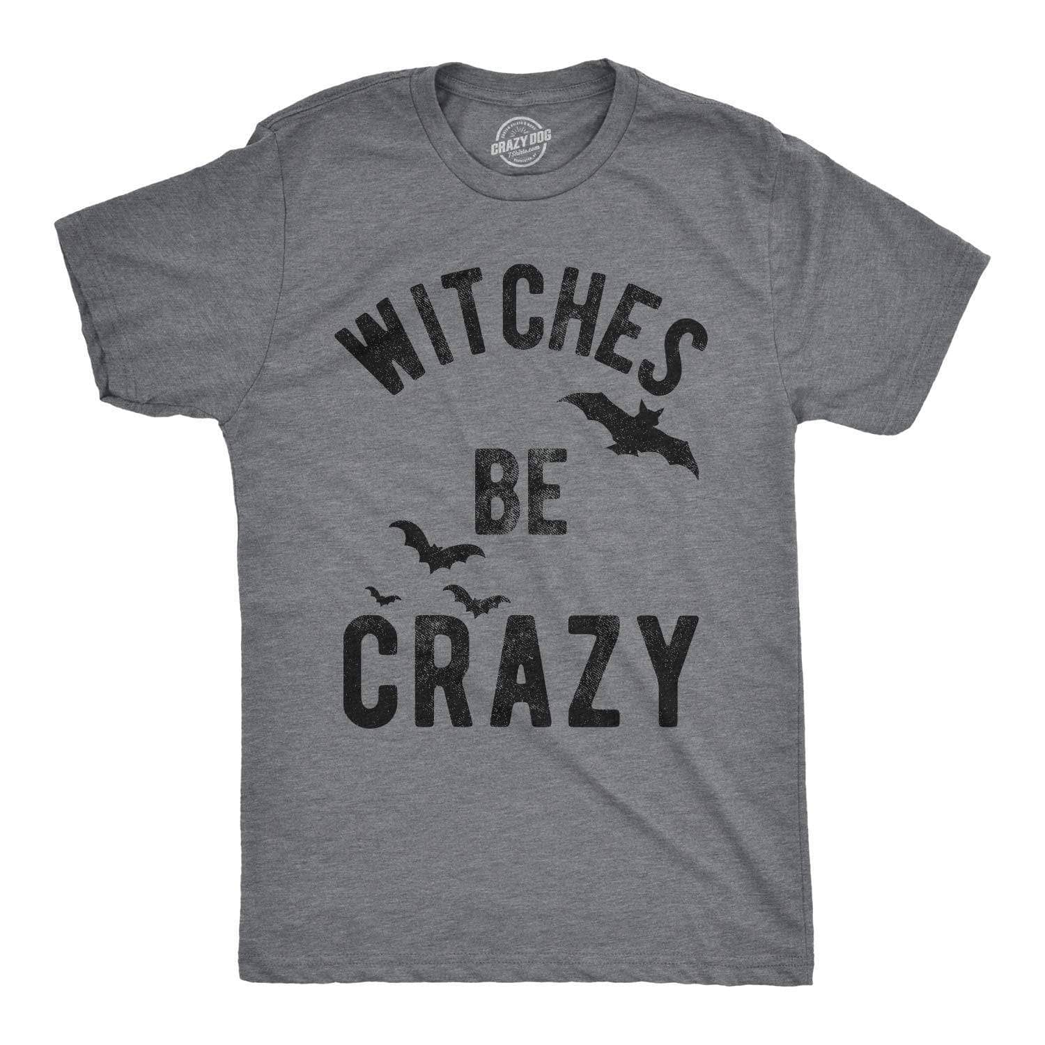 LUXENK Witches Be Crazy T-shirt featuring spooky Halloween-themed design in black and orange, casual unisex graphic tee.