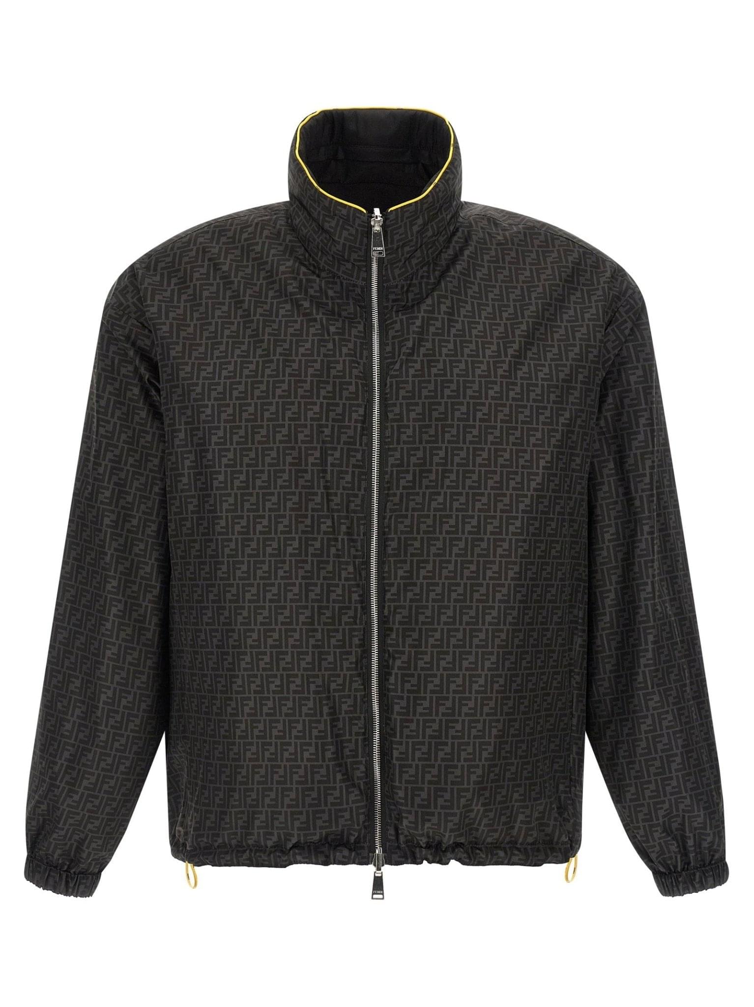Fendi reversible windbreaker jacket with sleek design, showcasing both outer and inner fabric in a stylish, versatile look.