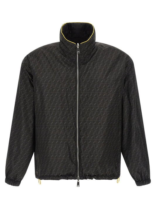 Fendi reversible windbreaker jacket with sleek design, showcasing both outer and inner fabric in a stylish, versatile look.