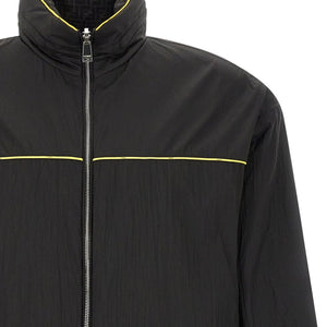 Fendi reversible windbreaker jacket with sleek design, featuring both solid and patterned sides, lightweight and stylish outerwear.