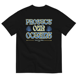 Black LUXENK "Save Our Oceans" T-shirt in size 3XL, featuring ocean-themed design and branding on the front.