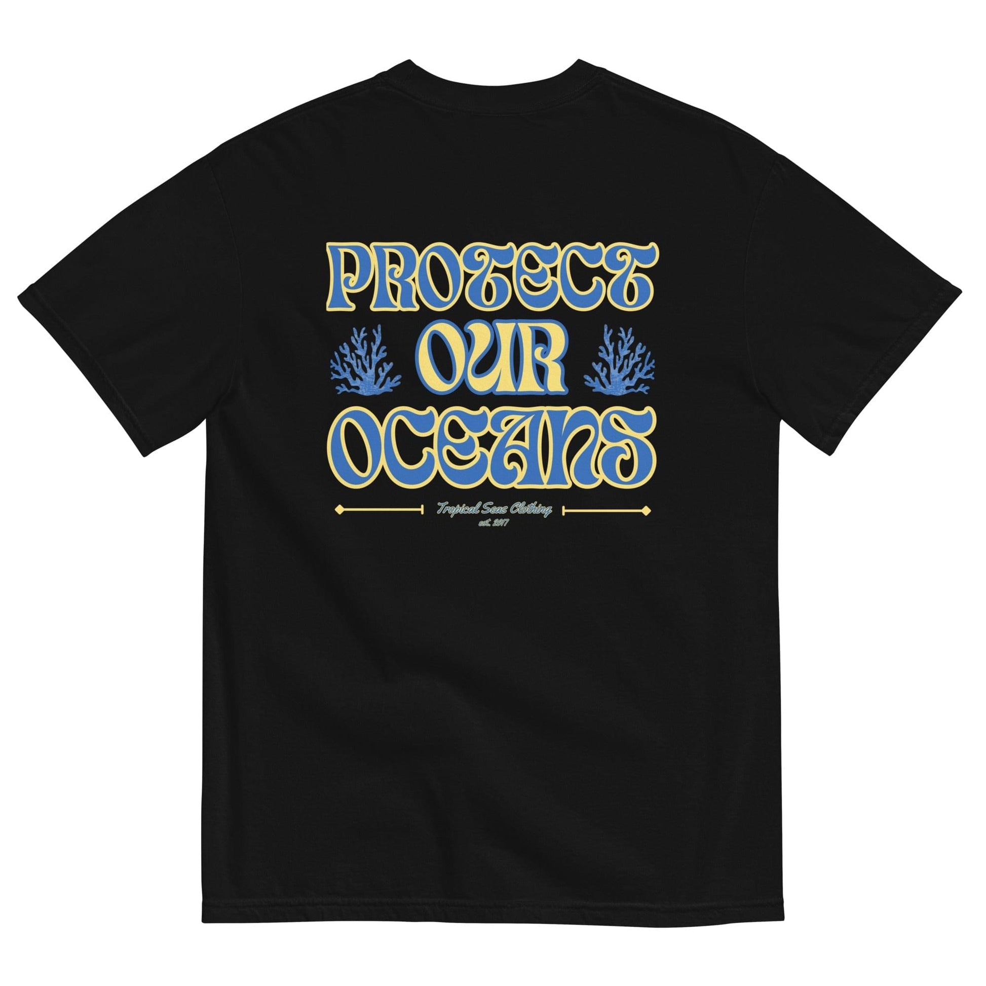 Black LUXENK "Save Our Oceans" T-shirt in 3XL, featuring ocean-themed design and bold text for eco-conscious fashion.