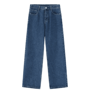 LUXENK Elastic Waist Straight Jeans in black and gray, featuring a comfortable elastic waistband and classic straight fit.