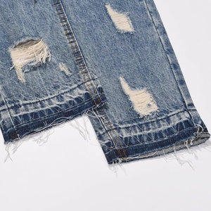 Blue LUXENK Ripped Summer Jeans with distressed details and a relaxed fit, displayed on a neutral background.