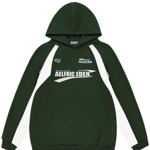 Green LUXENK Vintage Graphic Hoodie with bold design and comfortable fit, featuring a large front print and casual style.