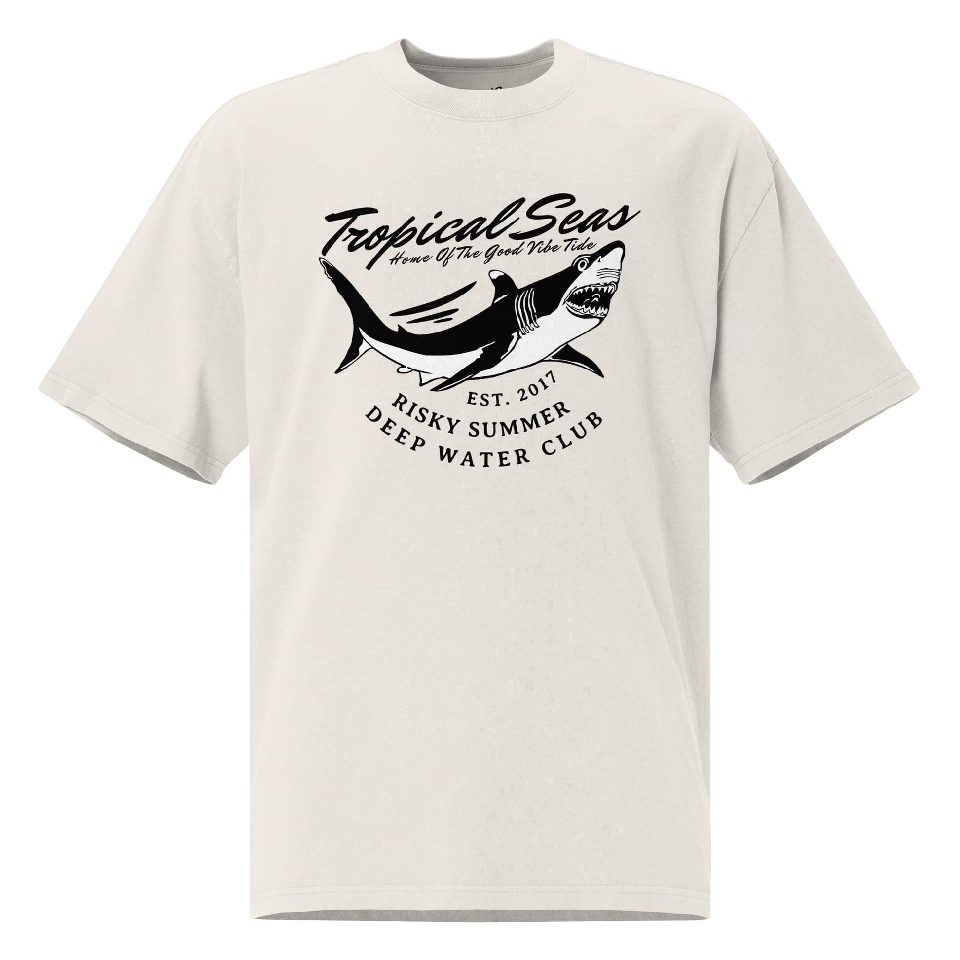 LUXENK Sharky T-shirt featuring a playful shark graphic on a casual men's cotton tee.