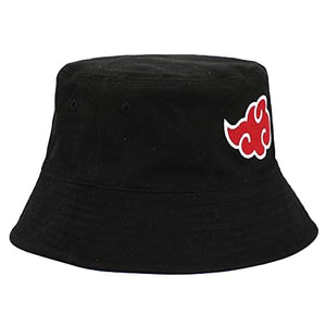 Reversible Naruto Akatsuki and Konoha bucket hat by MAOKEI featuring vivid character-themed design and logo details.