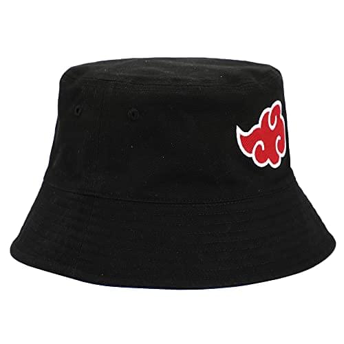 Reversible Naruto Akatsuki and Konoha bucket hat by MAOKEI featuring vivid character-themed design and logo details.
