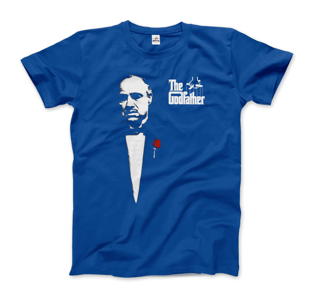 The Godfather 1972 movie Don Corleone T-shirt featuring classic artwork from Art-O-Rama Shop, inspired by the cult film.