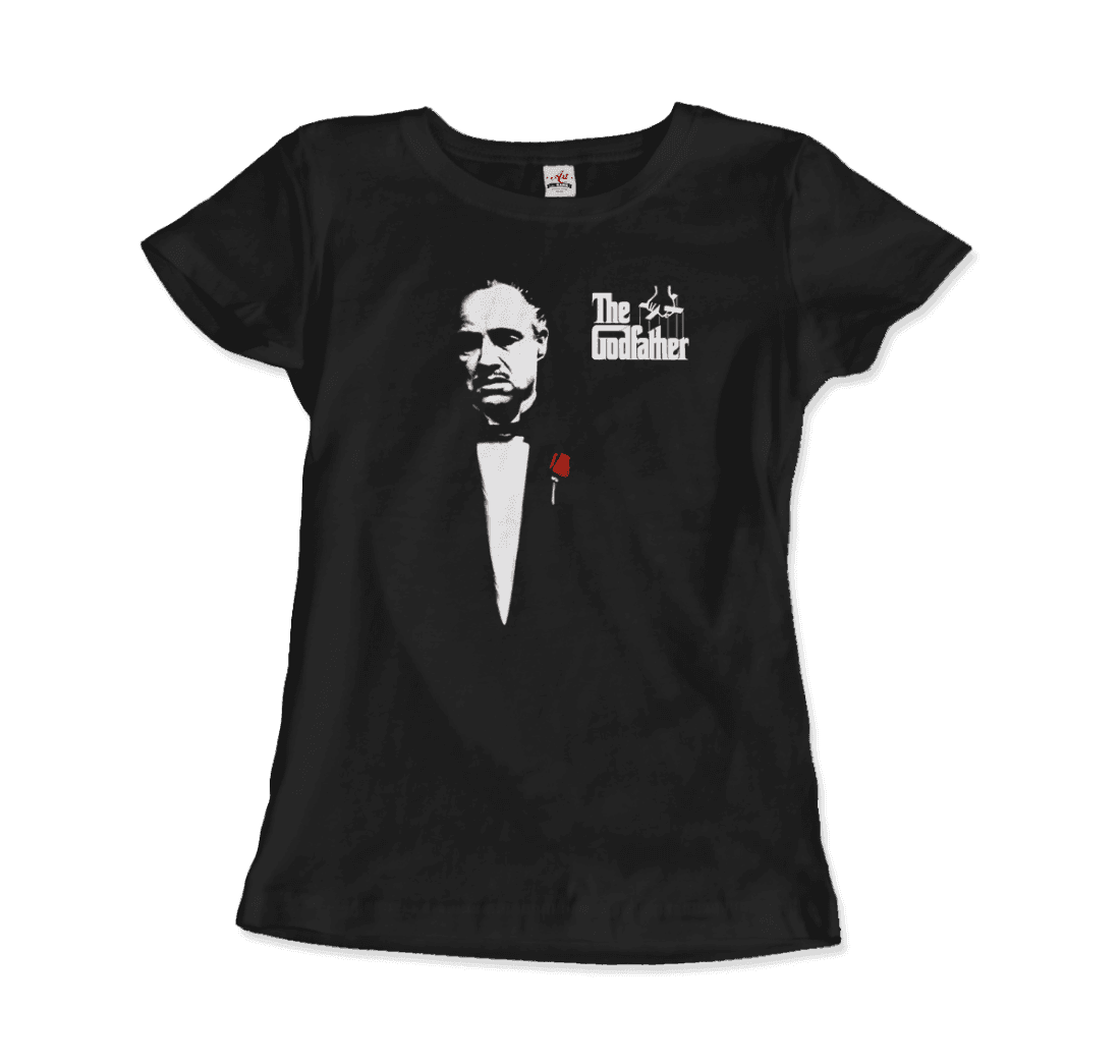 The Godfather 1972 movie Don Corleone T-shirt featuring artwork of Al Pacino from the cult classic film.