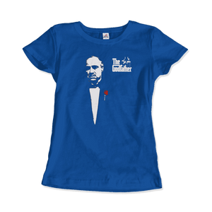 The Godfather 1972 movie Don Corleone T-shirt featuring artwork of Al Pacino from the cult film, displayed flat on a white background.