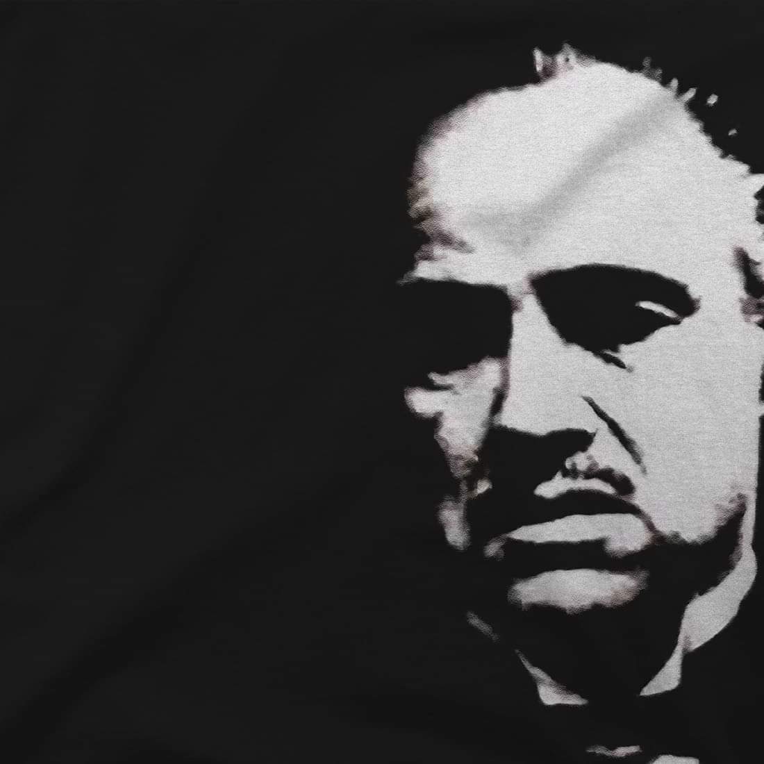The Godfather 1972 movie Don Corleone t-shirt featuring artwork of Al Pacino from the cult film, by Art-O-Rama Shop.