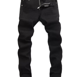 Black Luxenk© Slim Fit Jeans by Trendsi, displayed on a mannequin, highlighting tapered style and classic denim look.