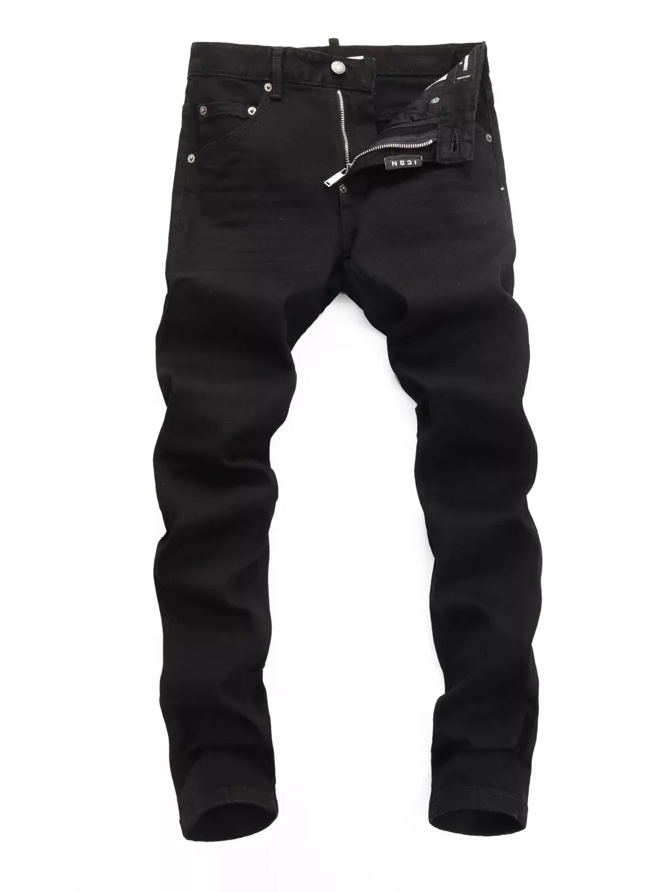 Black Luxenk© Slim Fit Jeans by Trendsi, displayed on a mannequin, highlighting tapered style and classic denim look.
