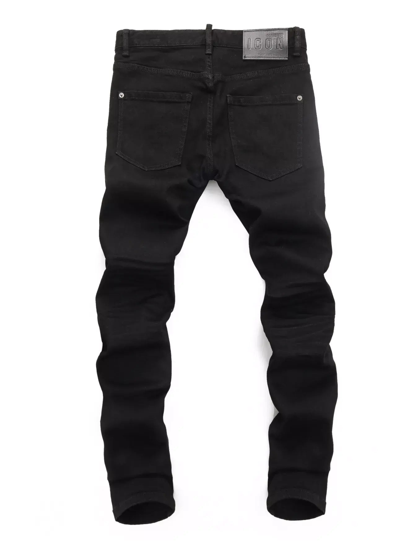 Black Luxenk Slim Fit Jeans by Trendsi, showing a close-up of the tapered denim with subtle stitching details.