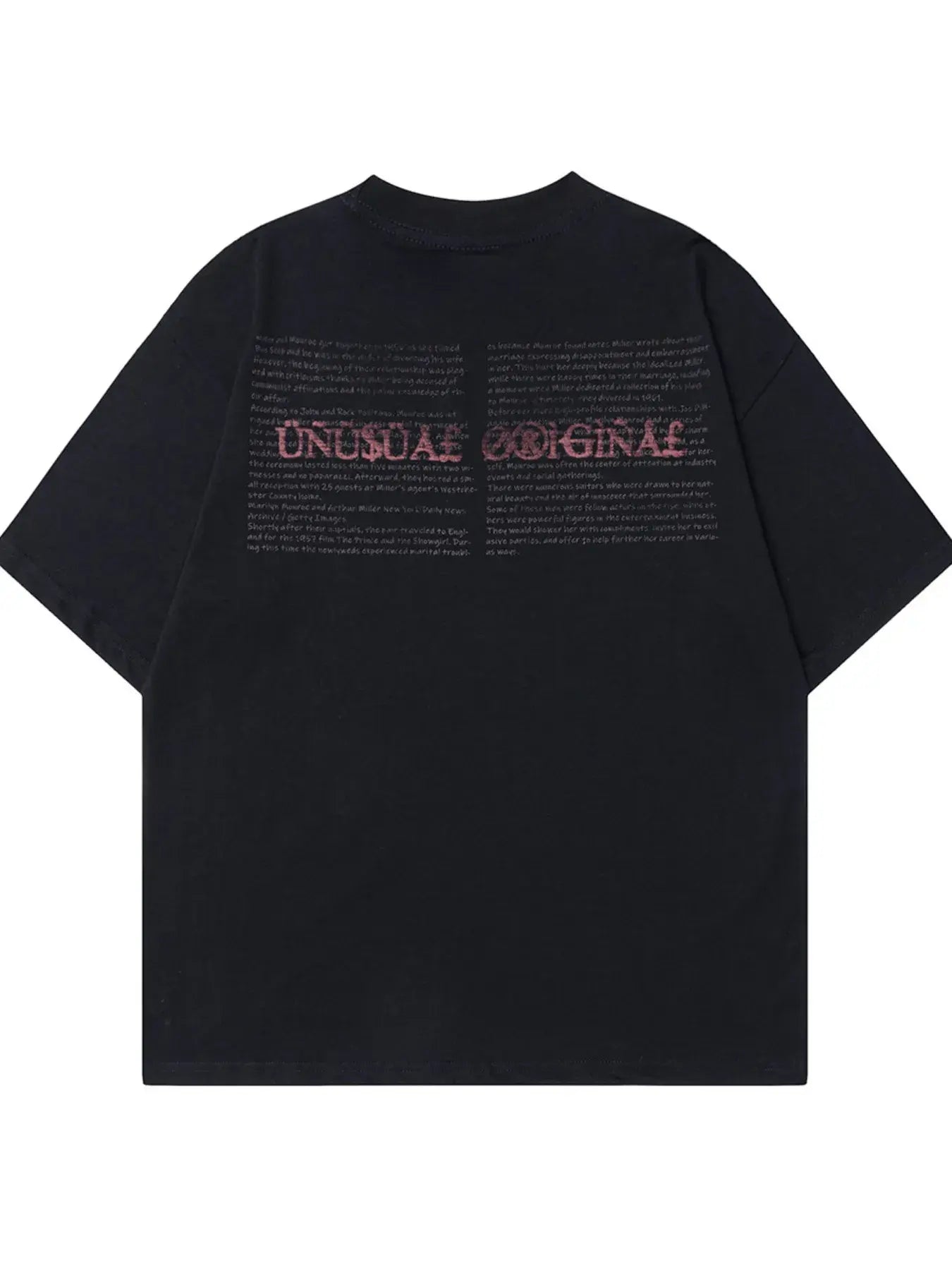 Black LUXENK© "Graphic" T-shirt from Trendsi featuring bold printed design on soft, casual cotton fabric.