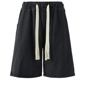 Black Luxenk loose fit washed denim shorts from Trendsi, with a casual, relaxed style and classic denim texture.