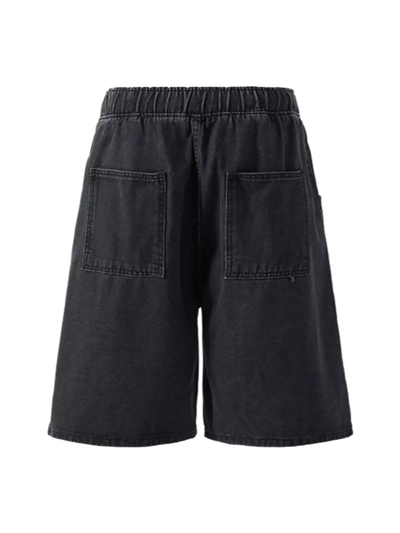 Black Luxenk loose fit washed denim shorts by Trendsi, shown on a model, featuring casual style and relaxed fit.