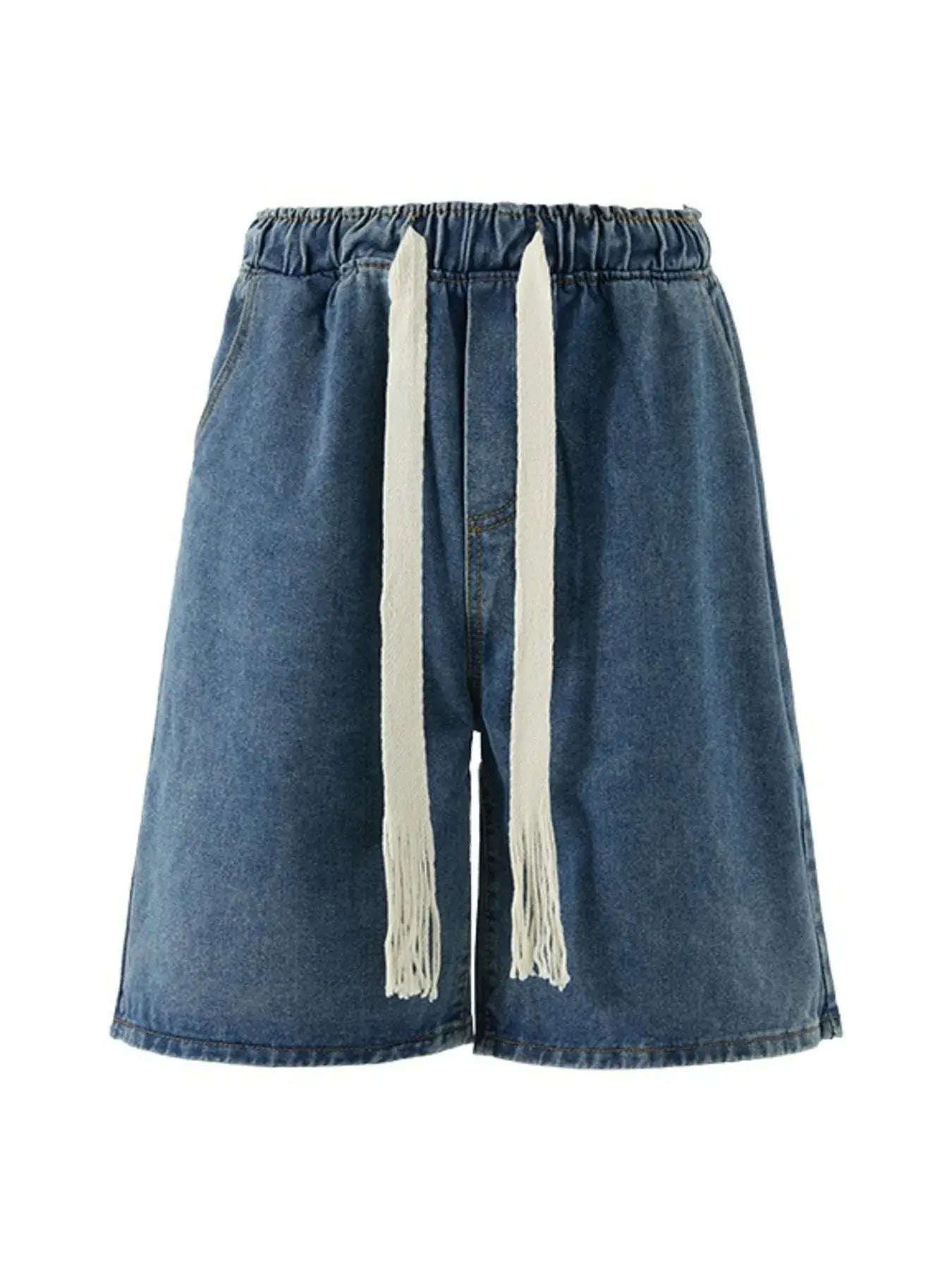 Black Luxenk loose fit washed denim shorts from Trendsi, featuring a casual, relaxed fit and stylish distressed details.