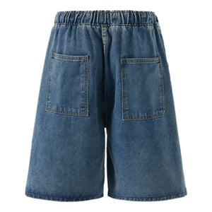 Black Luxenk loose fit washed denim shorts from Trendsi, featuring a relaxed style and casual denim fabric.