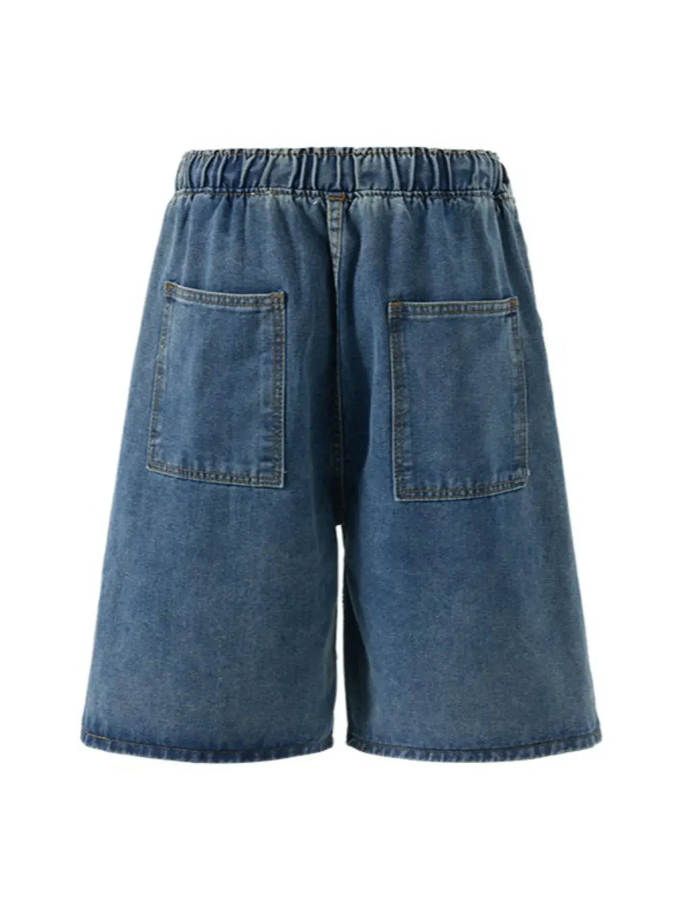 Black Luxenk loose fit washed denim shorts from Trendsi, featuring a relaxed style and casual denim fabric.