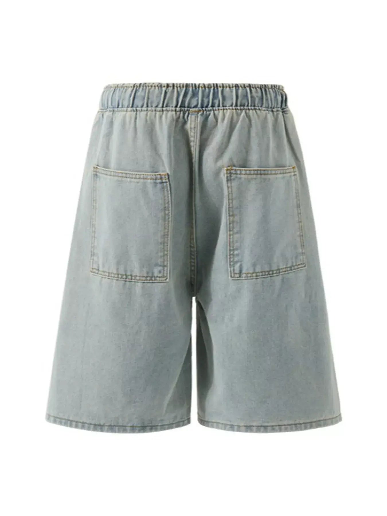 Black Luxenk loose fit washed denim shorts by Trendsi, featuring a relaxed style and casual design.