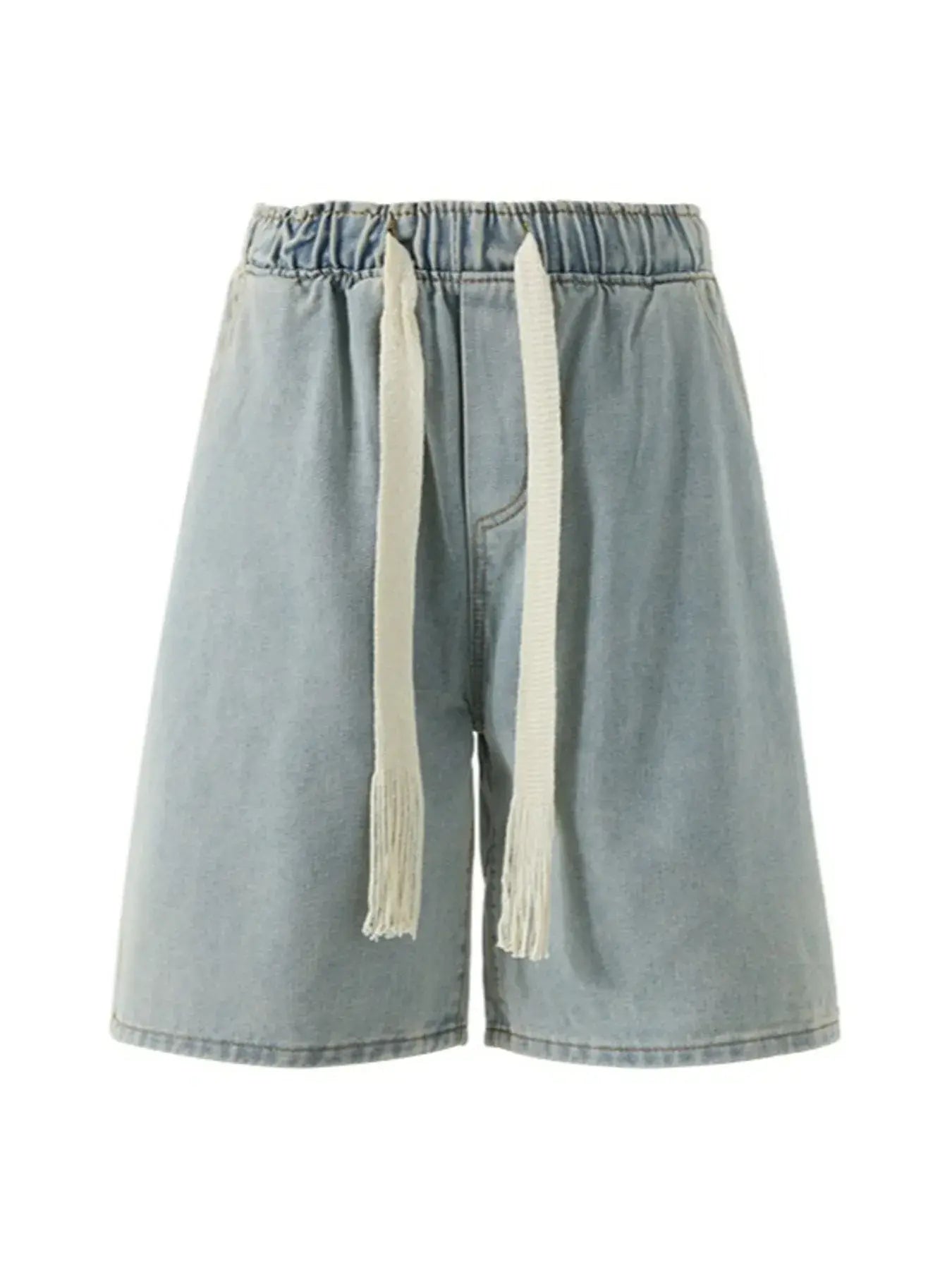 Black Luxenk loose fit washed denim shorts by Trendsi, featuring a relaxed style and casual fit, shown on a model.