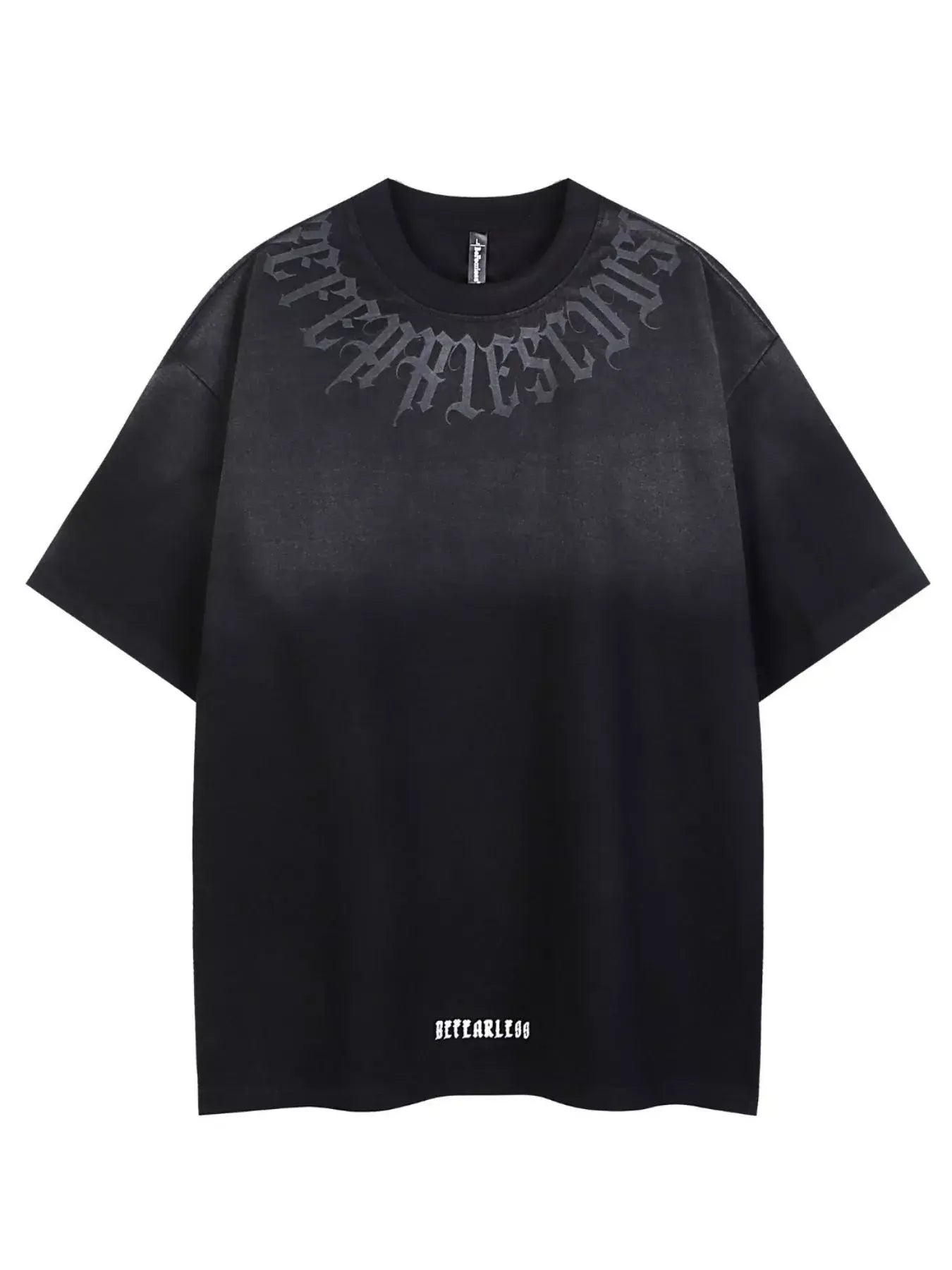 Black Luxenk© "Befearless" T-shirt from Trendsi, featuring a comfortable fit and stylish graphic design.