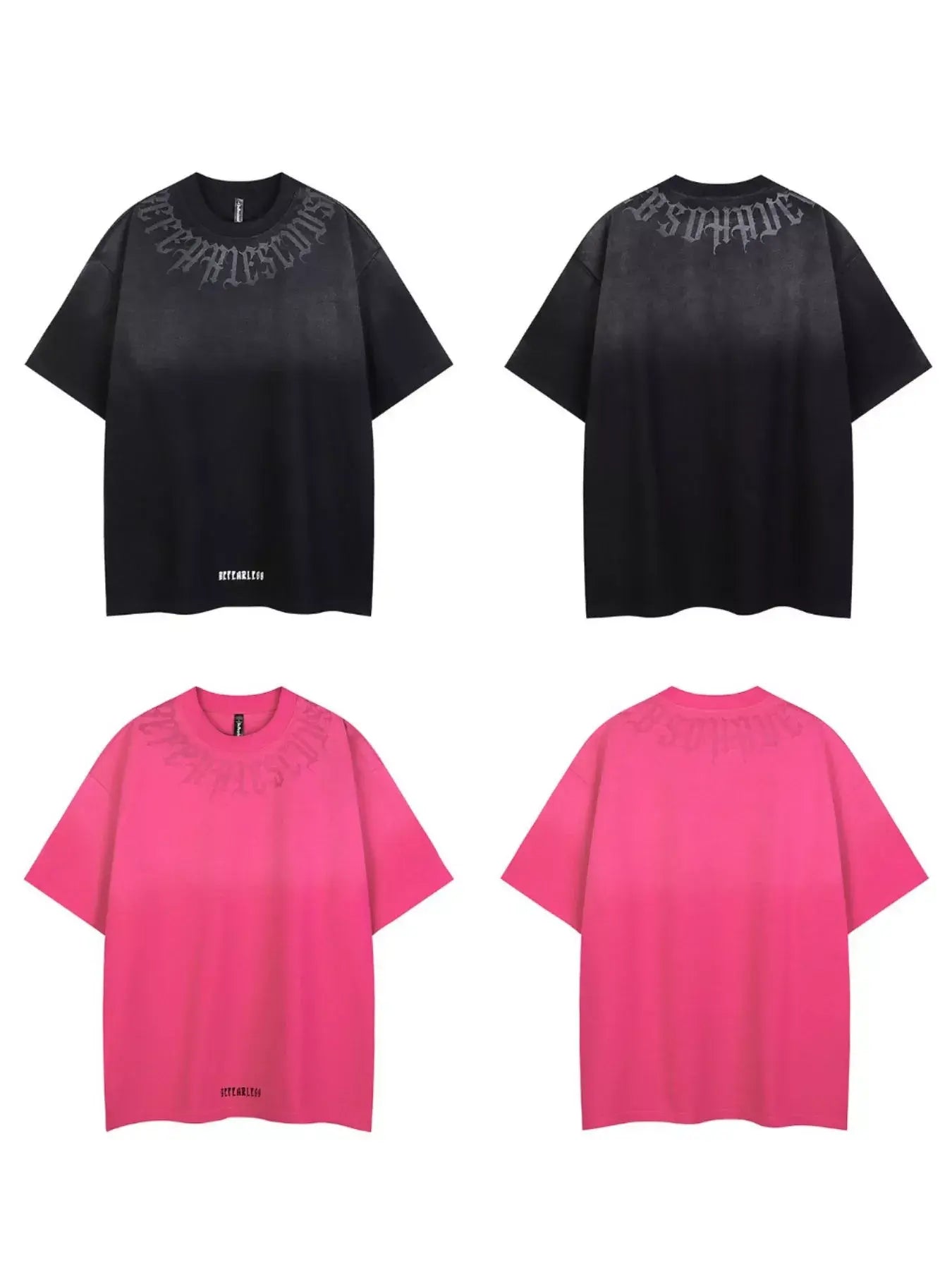 Black LUXENK© "Befearless" T-shirt from Trendsi, featuring a comfortable fit and bold graphic design on the front.
