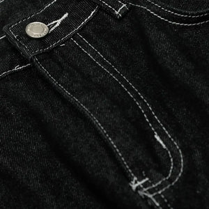 Black Luxenk Contrast Stitch Jeans by Trendsi featuring classic denim style and detailed contrast stitching.
