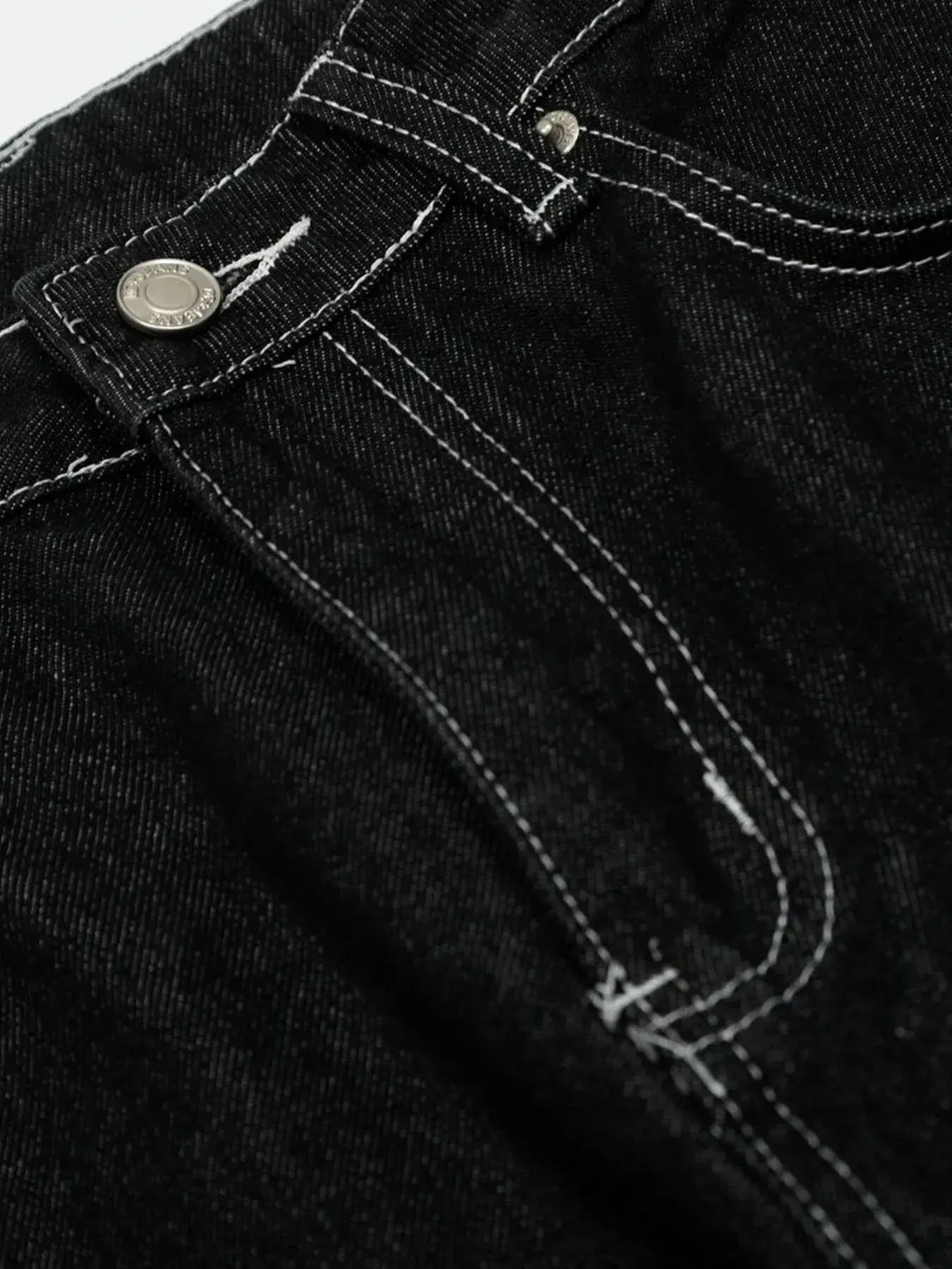 Black Luxenk Contrast Stitch Jeans by Trendsi featuring classic denim style and detailed contrast stitching.