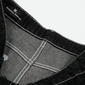Black Luxenk Contrast Stitch Jeans by Trendsi featuring classic denim with contrasting stitching and a slim fit design.