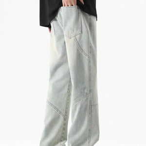 Black Luxenk© drawstring wide-leg jeans from Trendsi, featuring a relaxed fit and casual style.