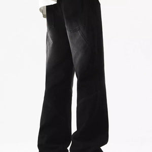 Black Luxenk© Drawstring Wide Leg Jeans from Trendsi, featuring a relaxed fit, high waist, and casual style.