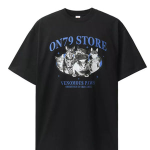 Black Luxenk© "Graphic" T-shirt by Trendsi, featuring a stylish printed design on the front, casual fit, and soft fabric.