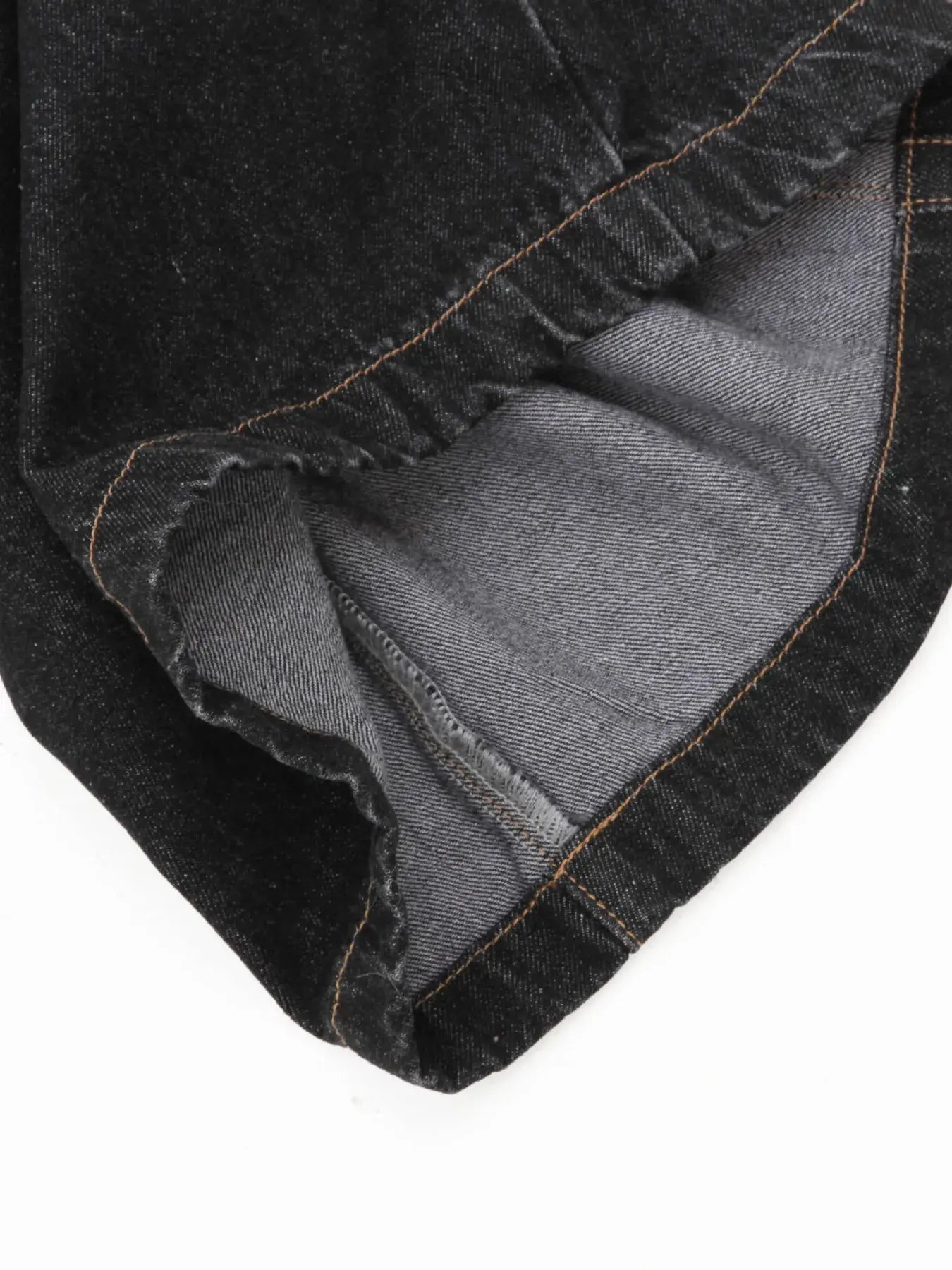 Black LUXENK© Plaid Accent Denim Shorts by Trendsi, featuring classic denim with plaid accents, casual and stylish for warm weather.
