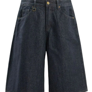 Black Luxenk Pocketed Loose Denim Shorts by Trendsi, showing relaxed fit, front pockets, and casual style on a model.