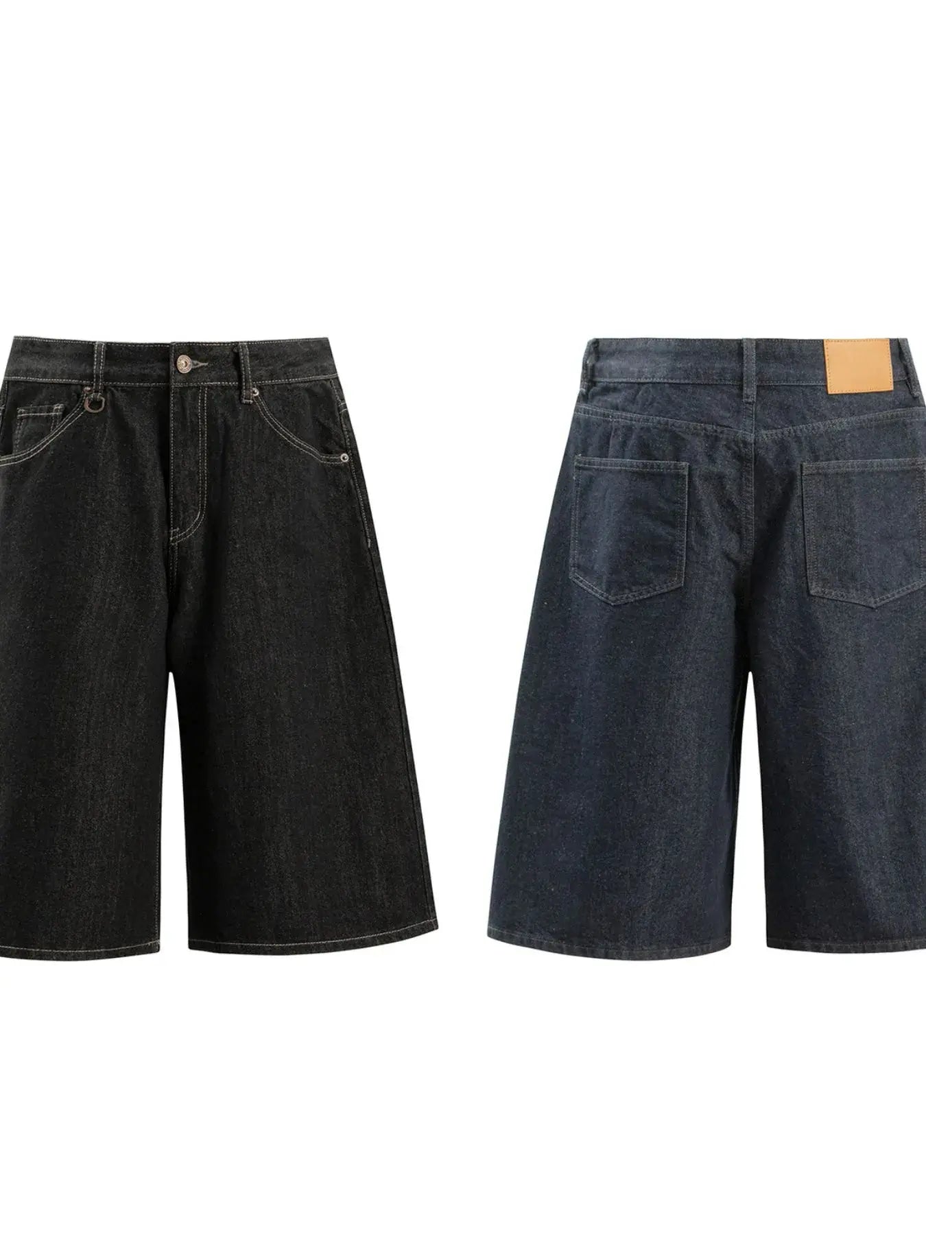 Black Luxenk© pocketed loose denim shorts by Trendsi, showing relaxed fit with side pockets and casual style.