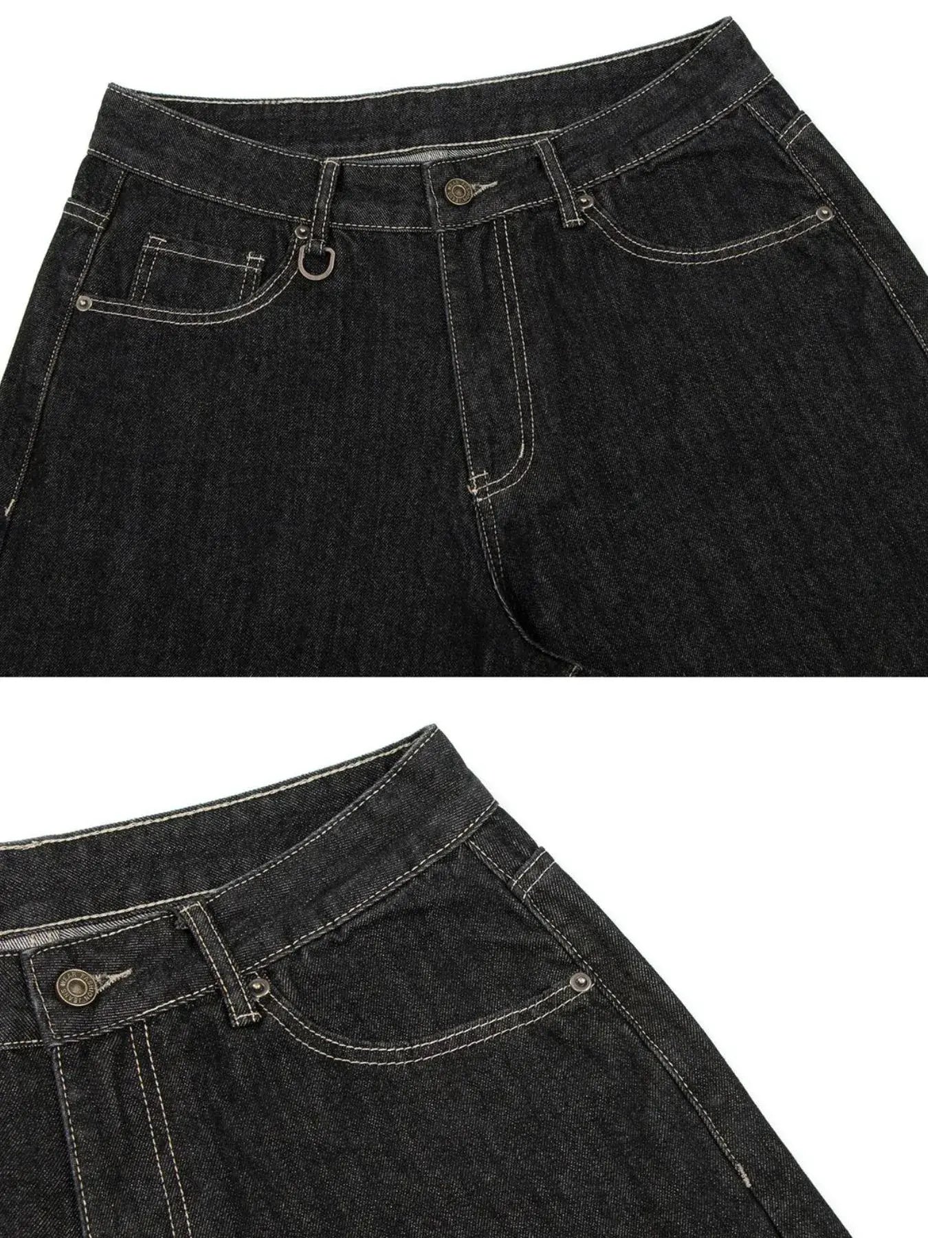 Black Luxenk pocketed loose denim shorts by Trendsi, featuring a relaxed fit and casual style, shown on a model.