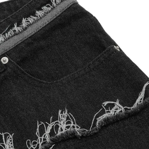 Black Luxenk© Raw Hem Bermuda Shorts by Trendsi, casual women's shorts with frayed hem and relaxed fit.